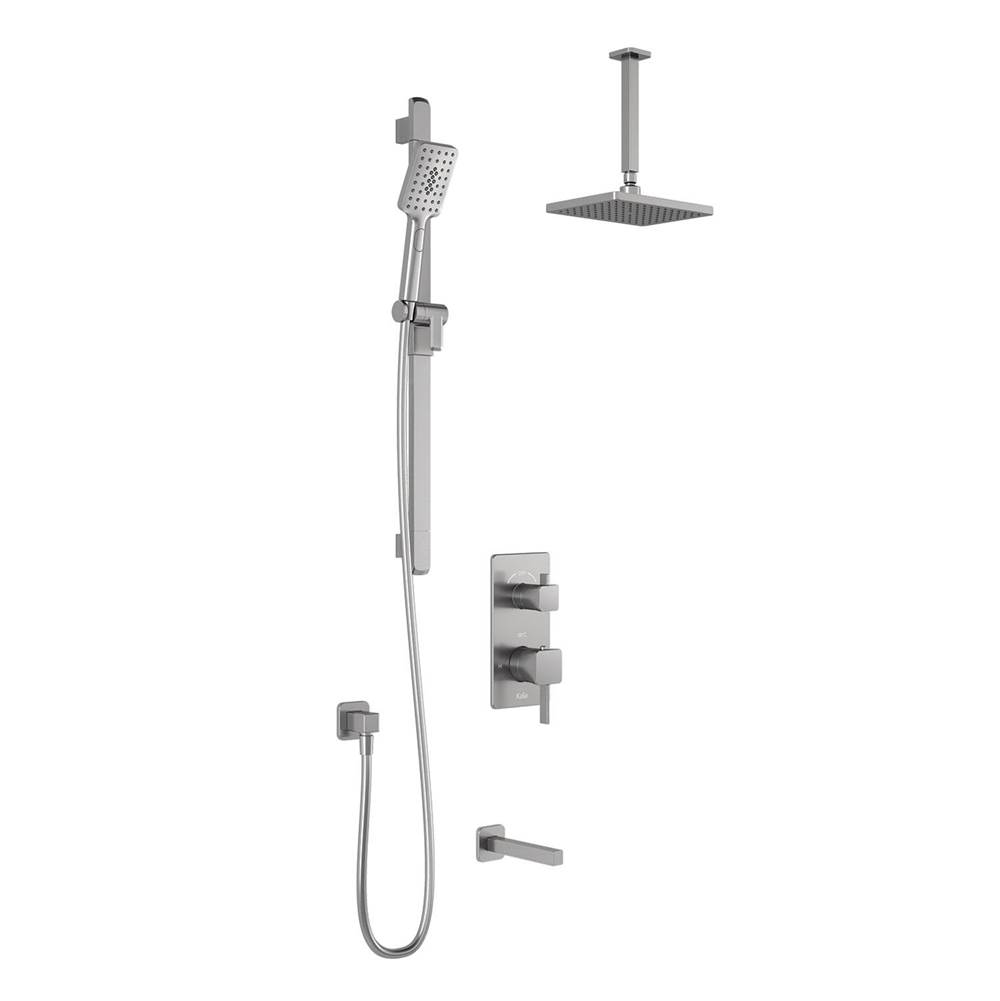 Kalia SquareOne™ TG3  Water Efficient AQUATONIK™ T/P with Diverter Shower System with Vertical Ceiling Arm Pure Nickel PVD