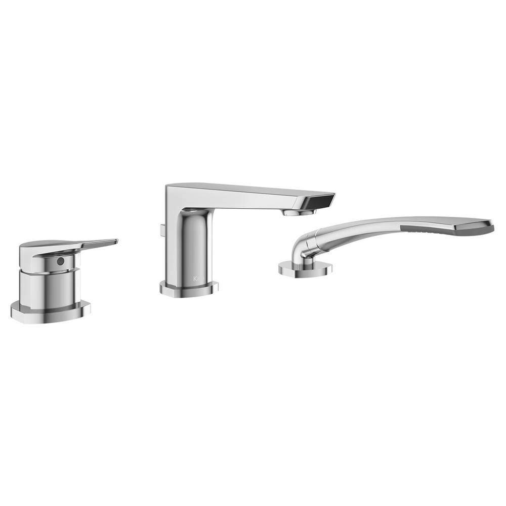 Kalia MOROKA™ 3-Piece Deckmount Tub Filler with Handshower - Cartridge Included With Rough-in - Chrome