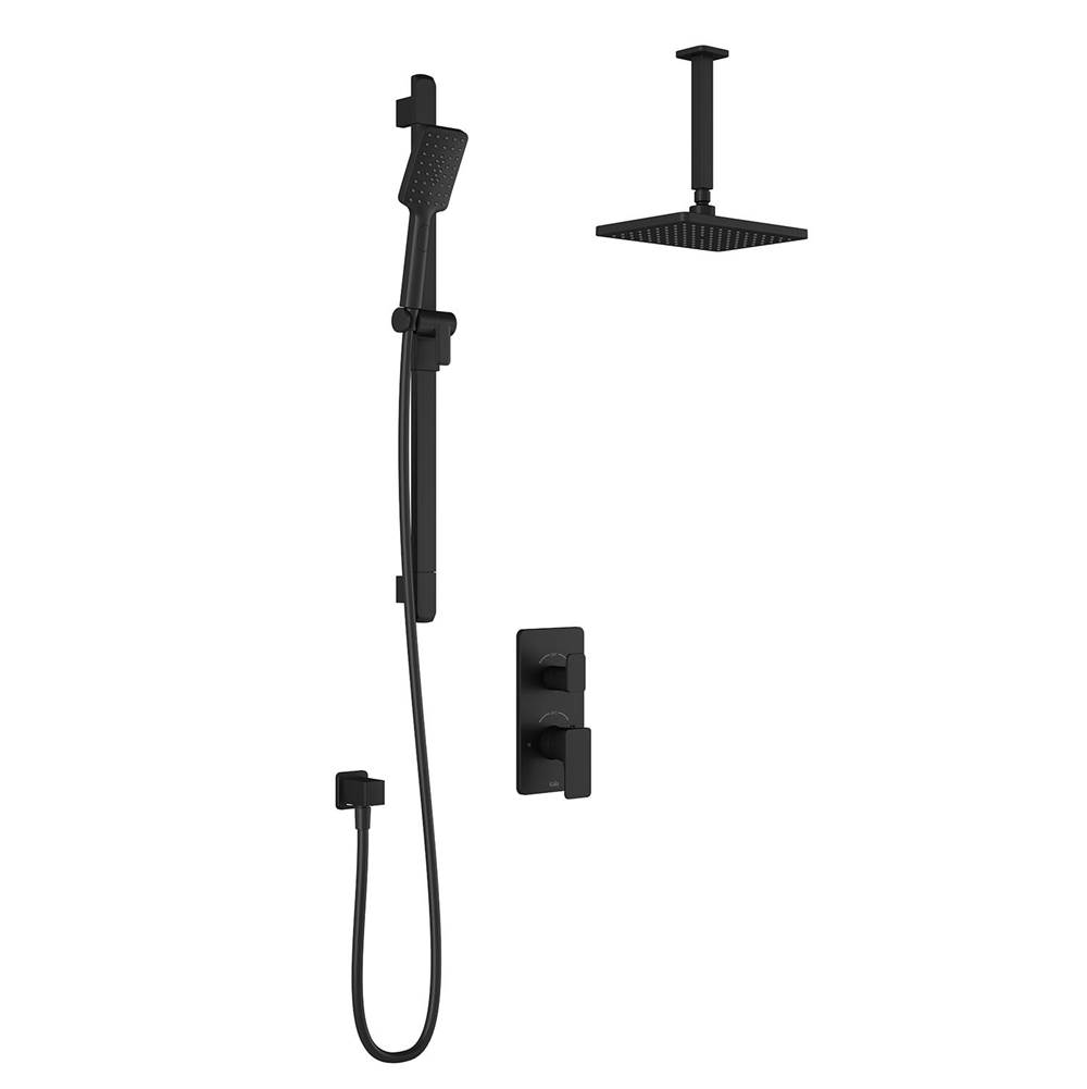 Kalia KAREO™ TG2 Water Efficient Thermostatic AQUATONIK™ T/P with Diverter Shower System with Vertical Ceiling Arm Matte Black