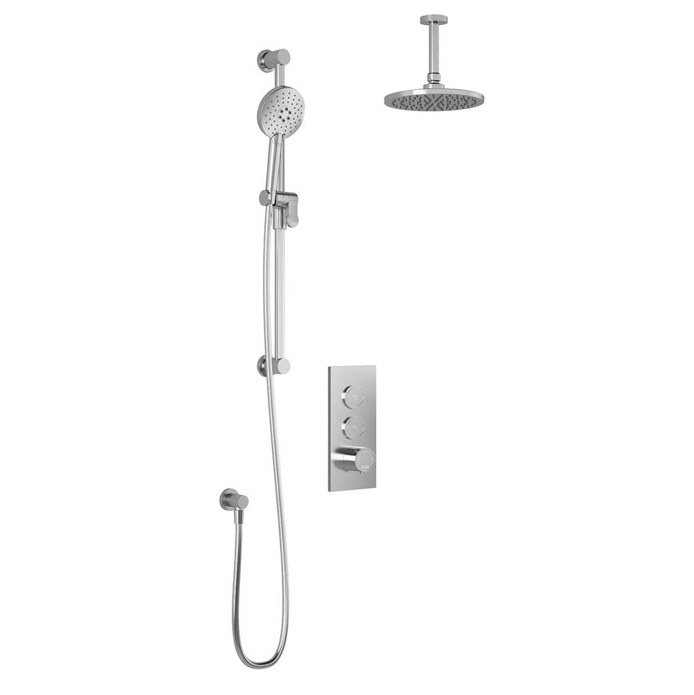 Kalia RoundOne™ TB2 AQUATONIK™ T/P Push-Button Shower System with Vertical Ceiling Arm Chrome