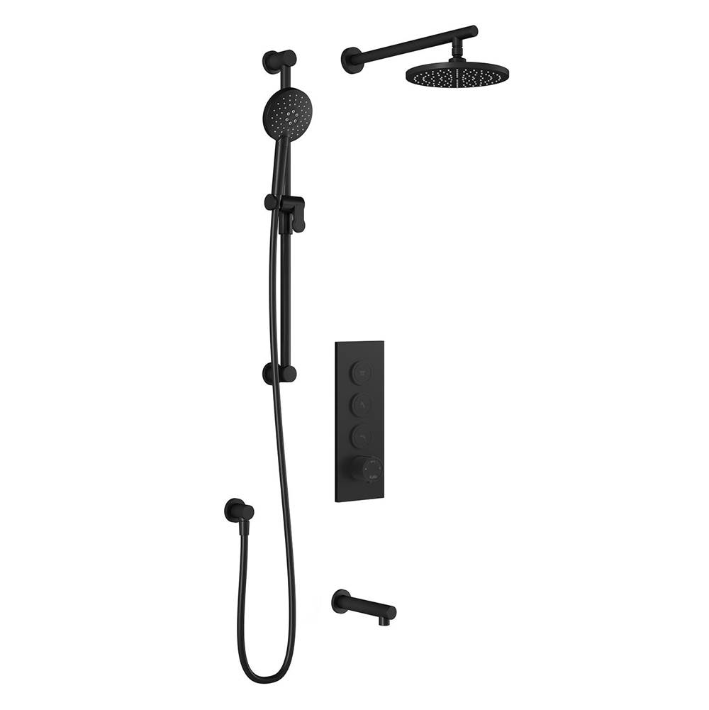 Kalia RoundOne™ TB3 AQUATONIK™ T/P Push-Button Shower System with Wallarm Matte Black