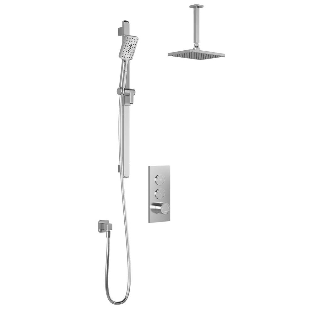 Kalia SquareOne™ TB2 AQUATONIK™ T/P Push-Button Shower System with Vertical Ceiling Arm Chrome