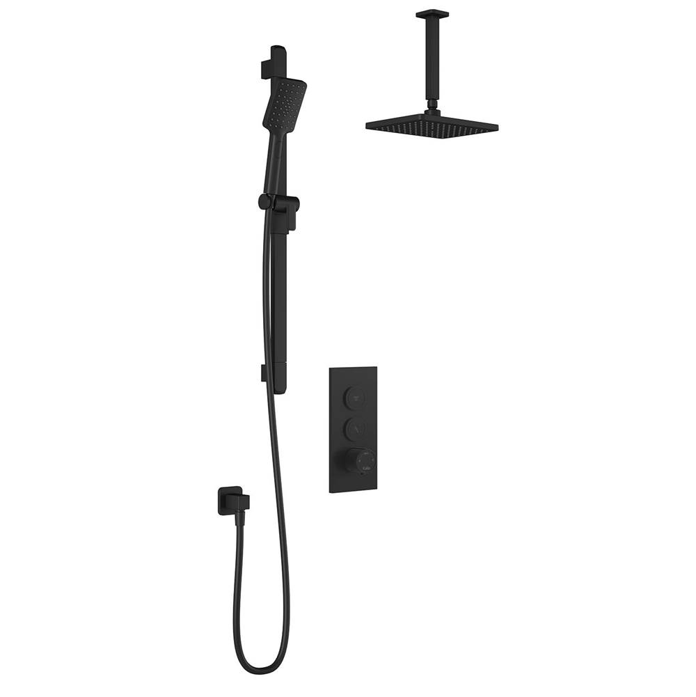 Kalia KAREO™ TB2 AQUATONIK™ T/P Push-Button Shower System with Vertical Ceiling Arm Matte Black
