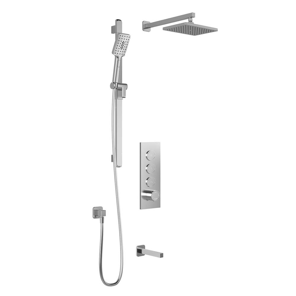 Kalia SquareOne™ TB3: AQUATONIK™ T/P Push-Button Shower System with Wallarm Chrome