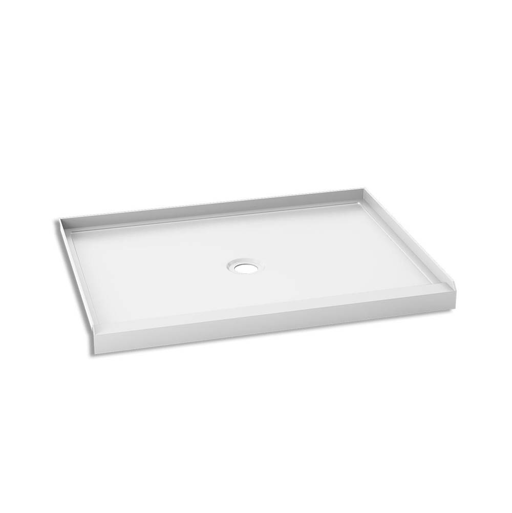 Kalia KONCEPT™ 48x36 Rectangular Acrylic Shower Base 48x36 with Central Drain and Integrated Tiling Flanges on 3 Sides