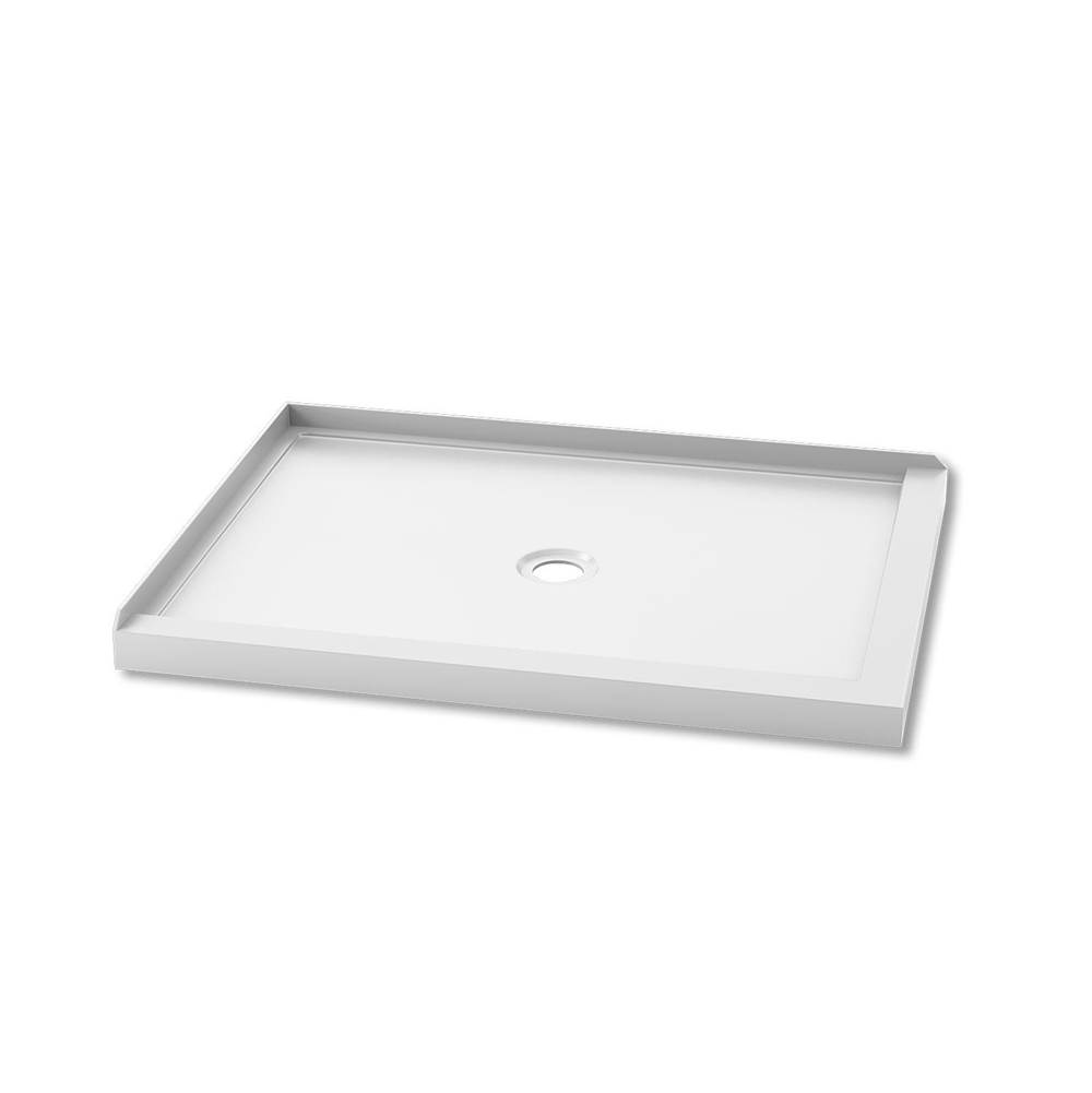 Kalia KONCEPT™ 48x36 Rectangular Acrylic Shower Base 48x36 with Central Drain and Left Integrated Tiling Flange on 2 Sides