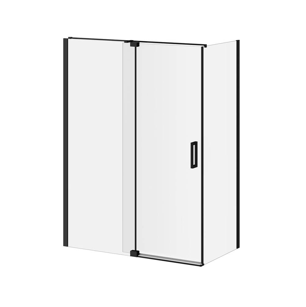 Kalia DISTINK™ 60'x77' 2-Panel Pivot Shower Door for 36' Corner Inst. (Reversible) Matte Black Clear Duraclean Glass