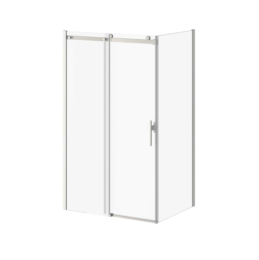 Kalia KONCEPT EVO 48''x77'' Sliding Shower Door Duraclean Glass with 32'' return panel for corner installation (Reversible) Chrome