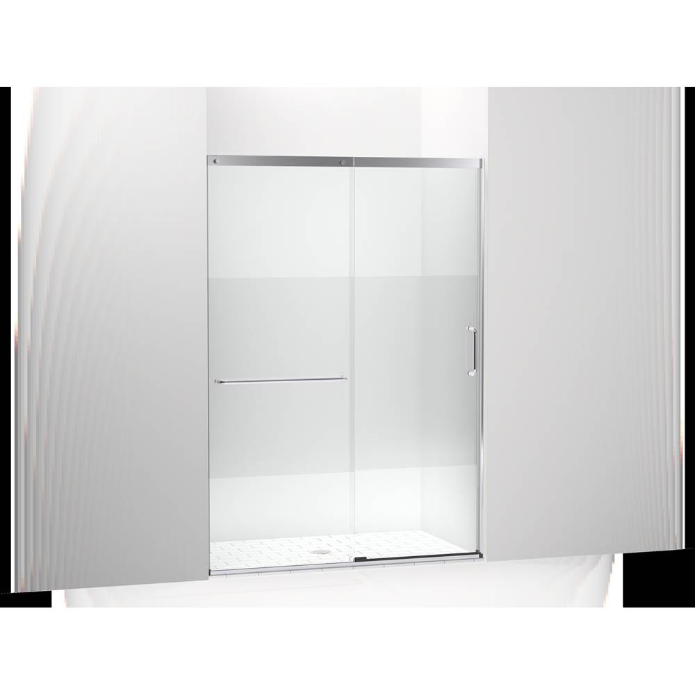 Kohler Elate™ Tall Sliding shower door, 75-1/2'' H x 50-1/4 - 53-5/8'' W, with heavy 5/16'' thick Crystal Clear glass with privacy band