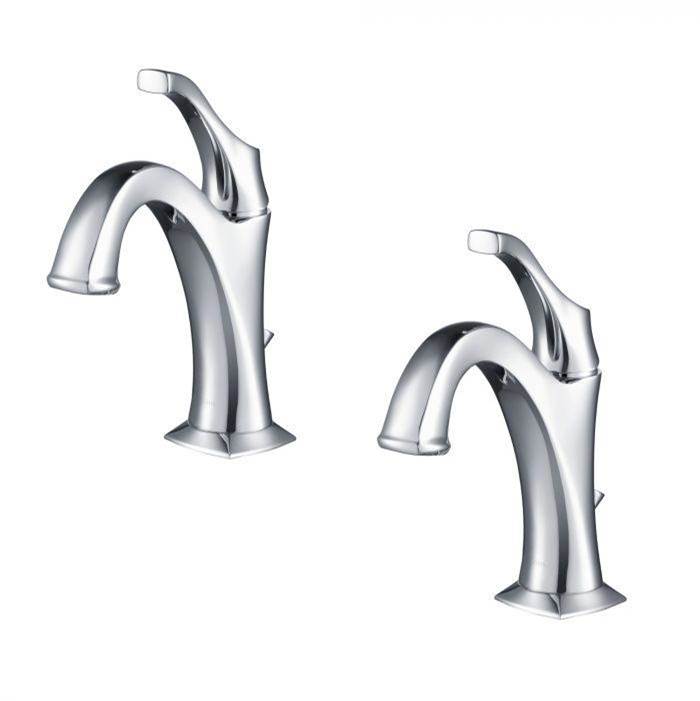 Kraus Arlo Chrome Single Handle Basin Bathroom Faucet with Lift Rod Drain and Deck Plate (2-Pack)