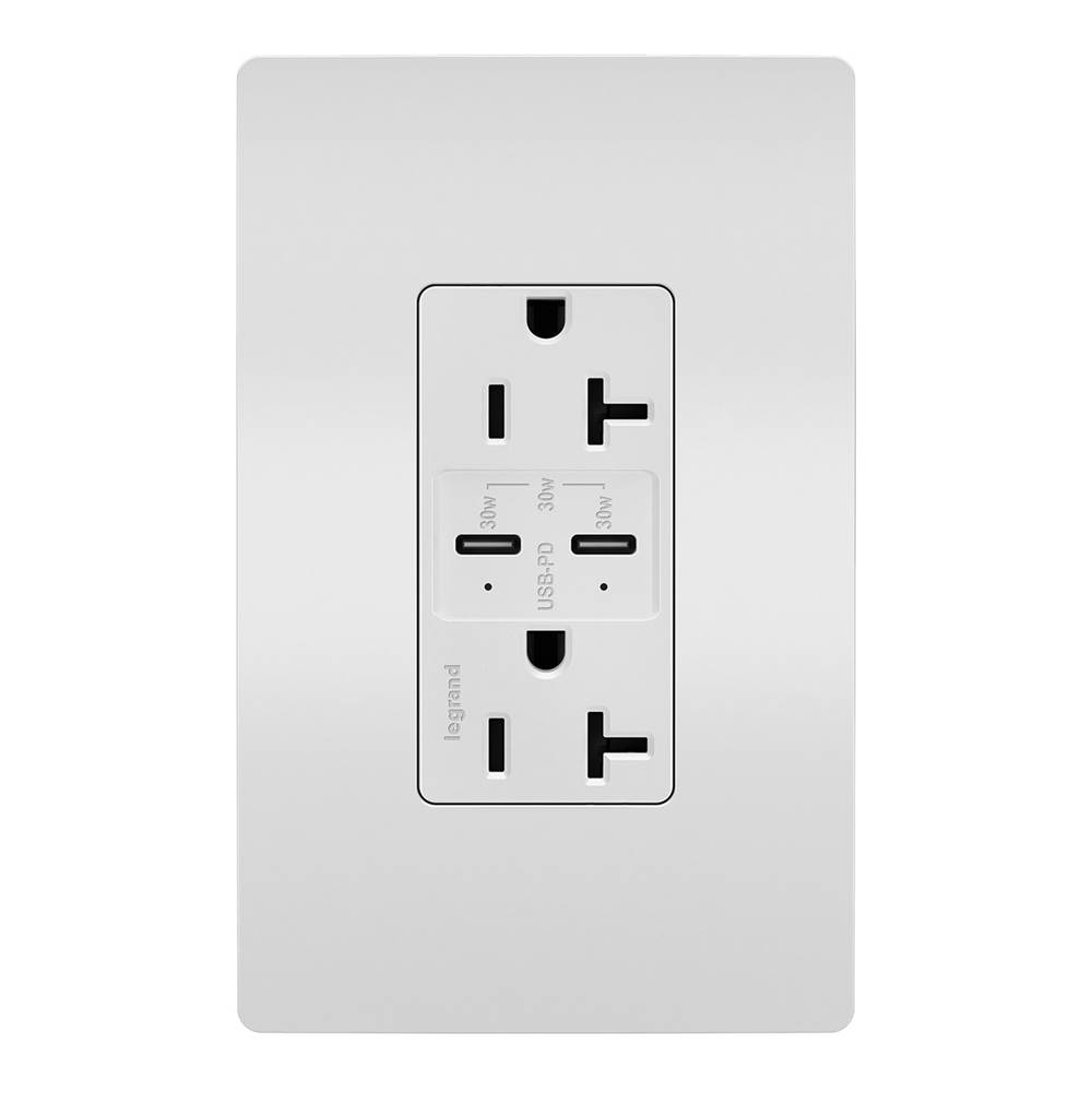 Legrand radiant 20A Tamper-Resistant Ultra-Fast PLUS Power Delivery USB Type-C/C Outlet - White