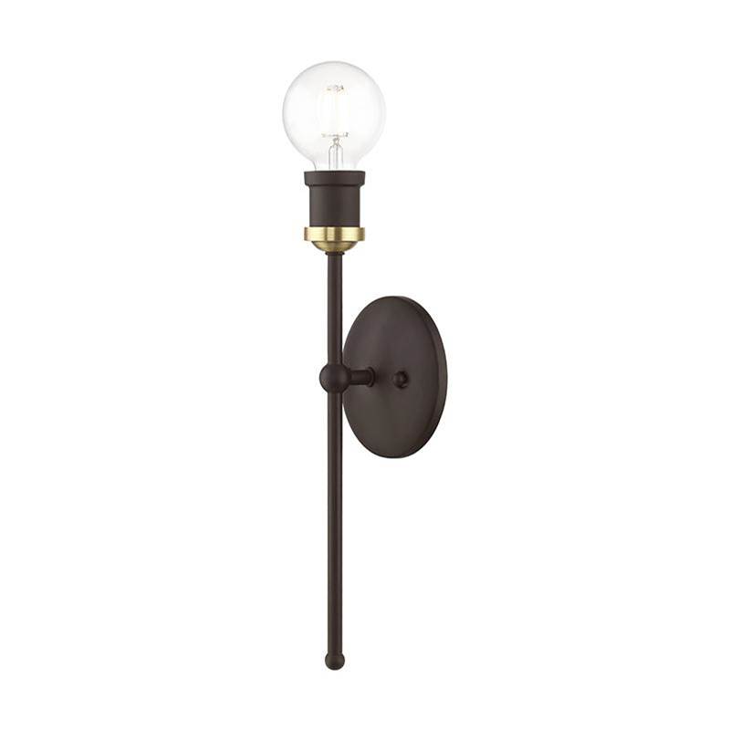 Livex 1 Light Bronze with Antique Brass Accents ADA Single Sconce
