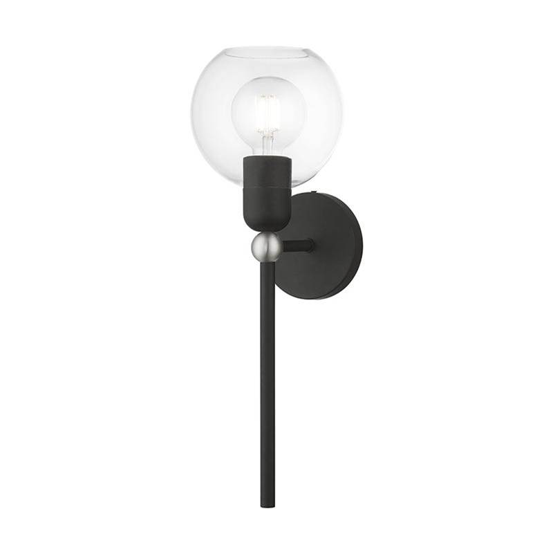 Livex 1 Light Black with Brushed Nickel Accent Sphere Single Sconce
