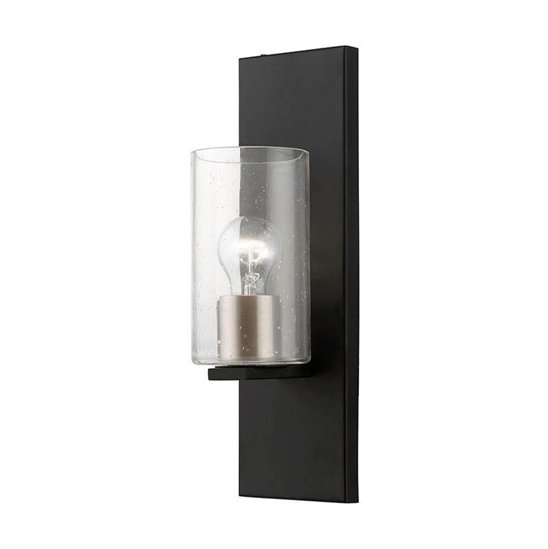 Livex 1 Light Black with Brushed Nickel Accents Wall Sconce