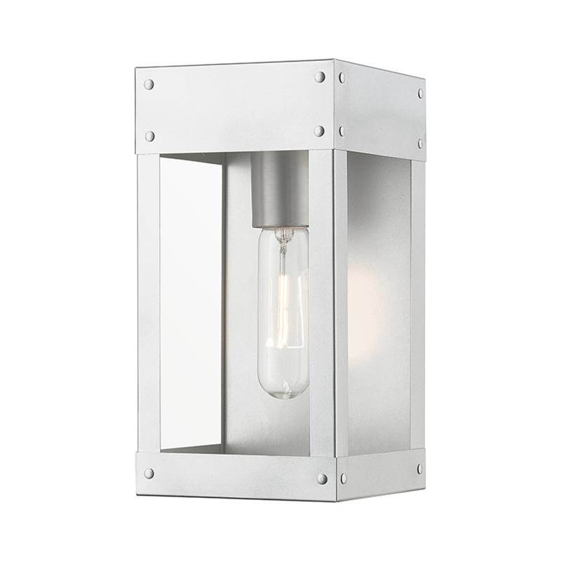 Livex 1 Light Painted Satin Nickel with Brushed Nickel Candle Outdoor Wall Lantern