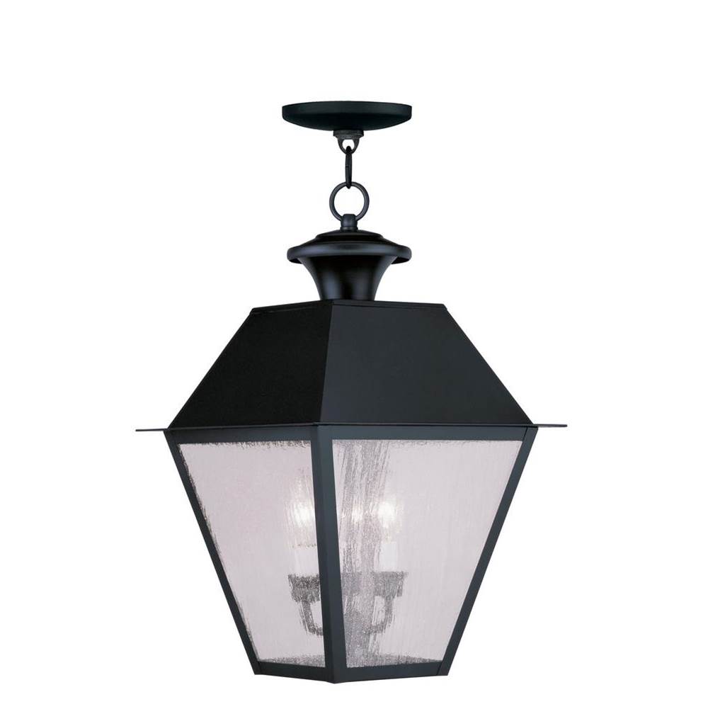 Livex 3 Light Black Outdoor Chain Lantern