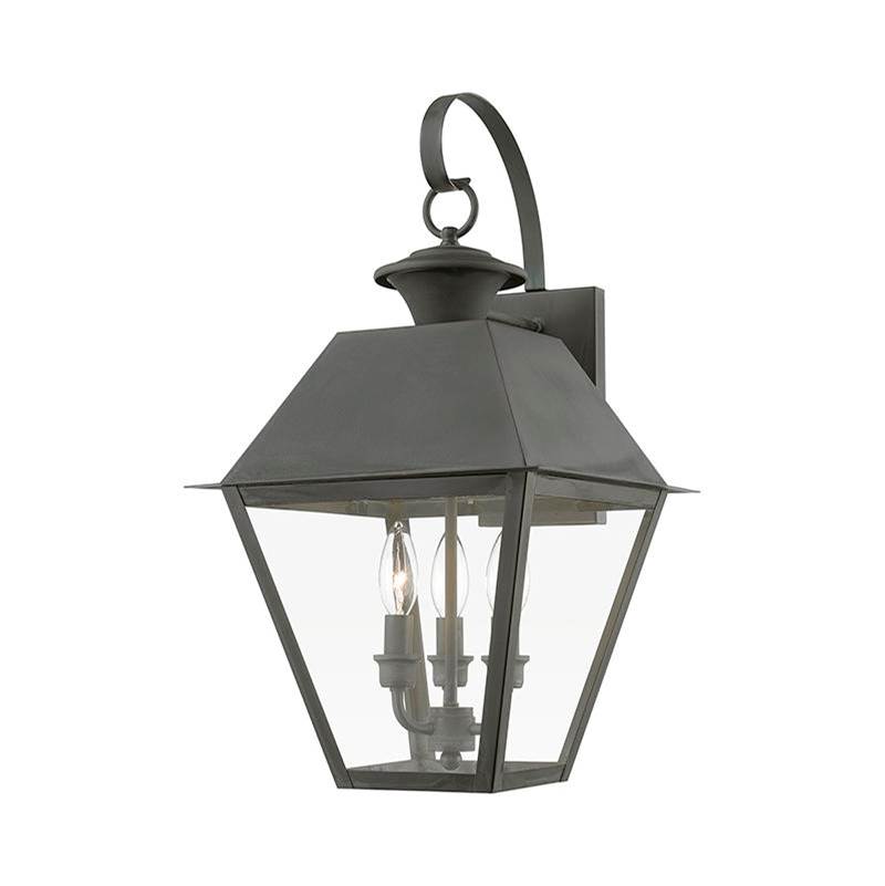 Livex 3 Light Charcoal Outdoor Large Wall Lantern