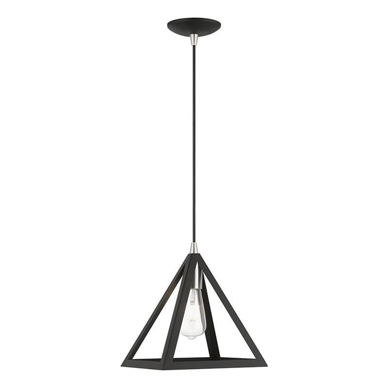 Livex 1 Light Black with Brushed Nickel Accents Pendant