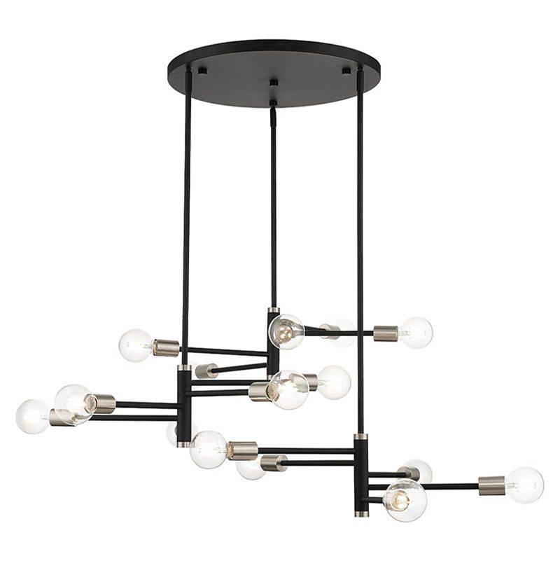 Livex 15 Light Black Extra Large Chandelier with Brushed Nickel Accents