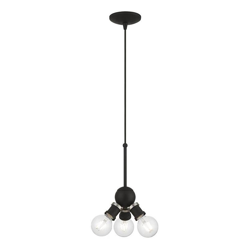Livex 3 Light Black with Brushed Nickel Accents Pendant