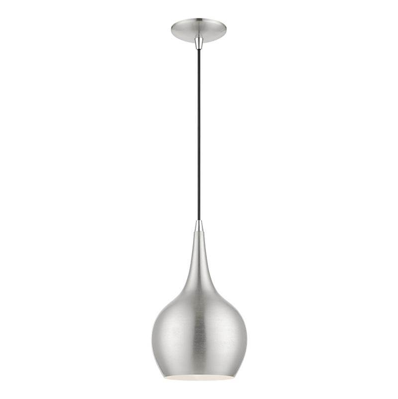 Livex 1 Light Brushed Nickel with Polished Chrome Accents Mini Pendant