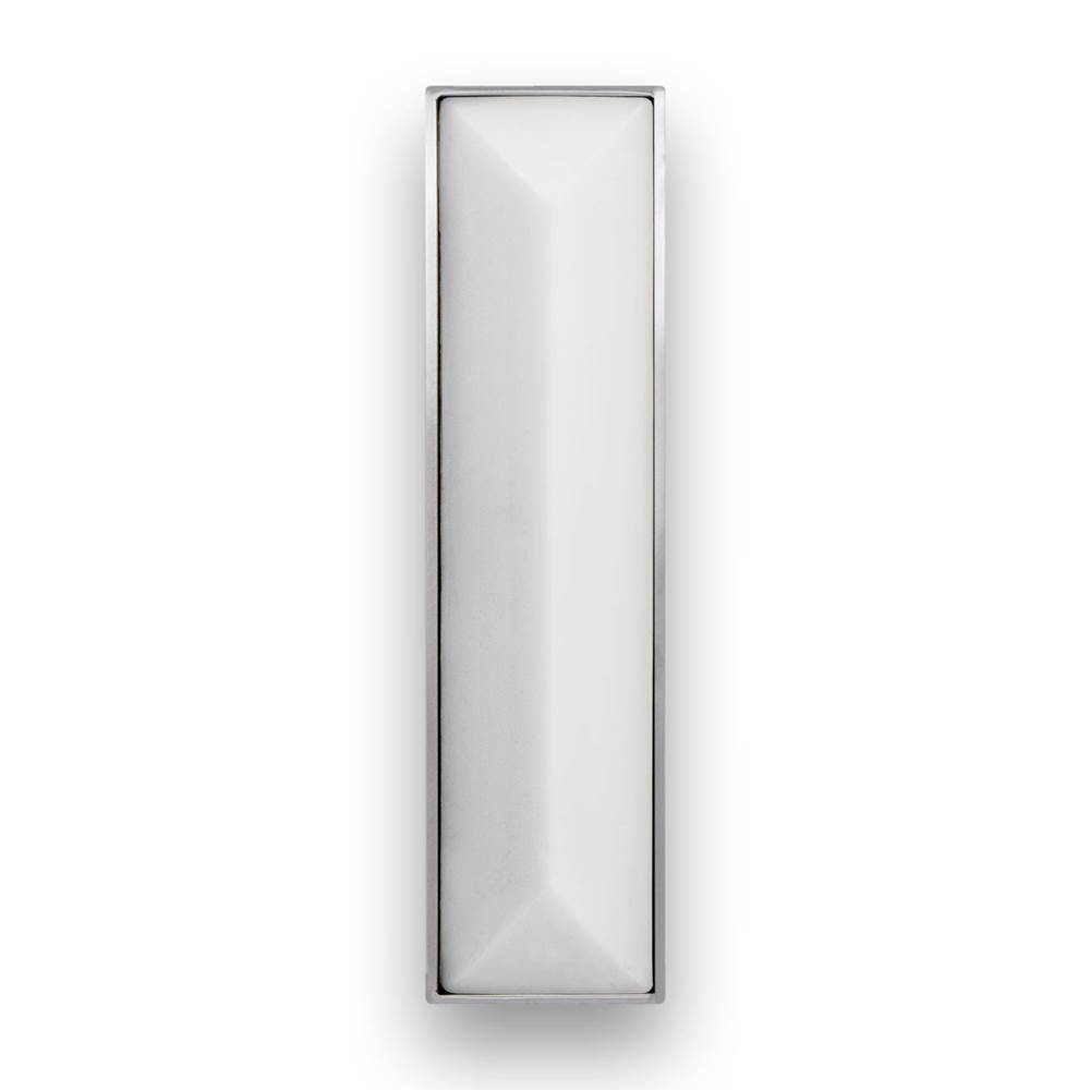 Linkasink 8'' Artisan Glass Prism Vanity Hardware, Small Rectangle with White Prism