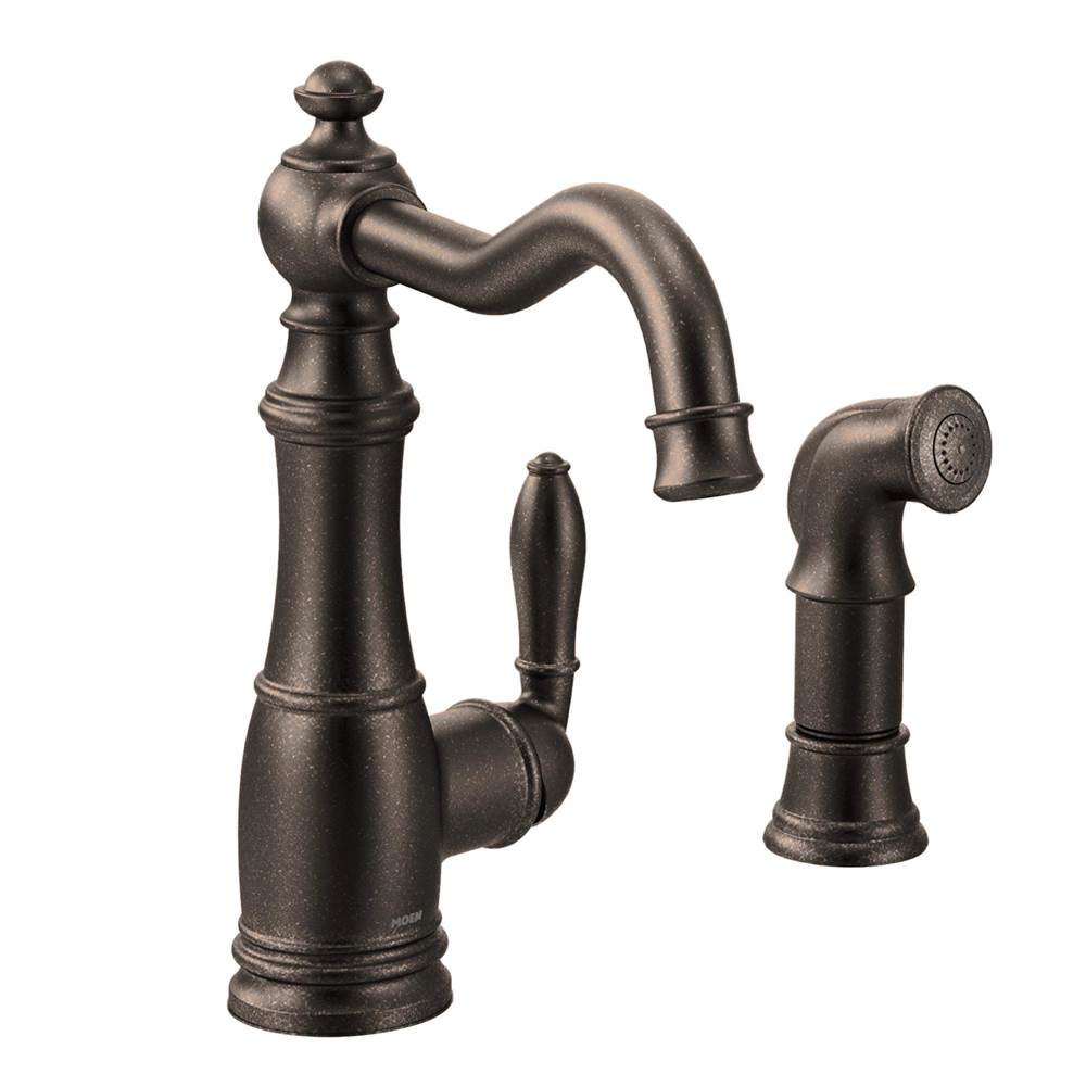 Moen Weymouth One-Handle Traditional Kitchen Faucet with Side Sprayer, Oil Rubbed Bronze