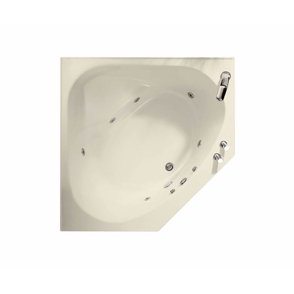 Maax Tandem II 6060 Acrylic Corner Center Drain Aeroeffect Bathtub in Bone