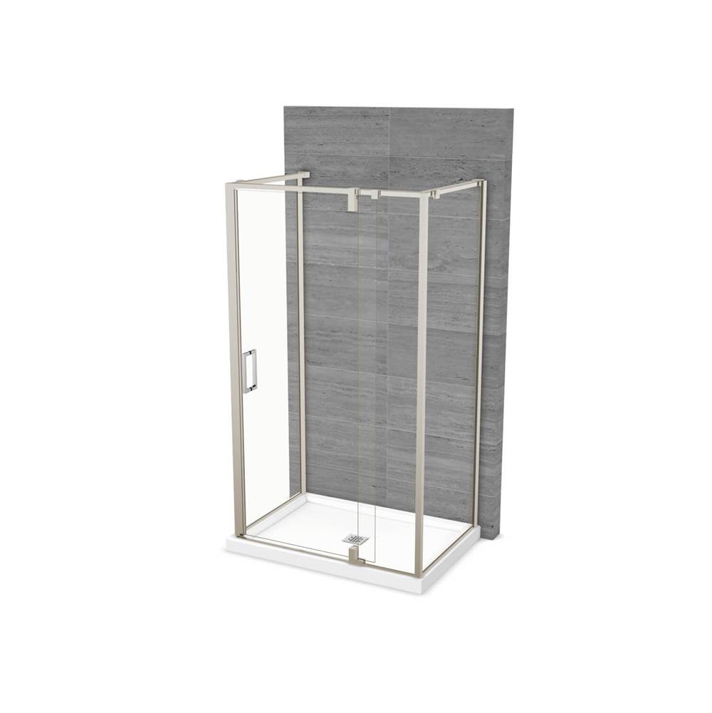 Maax ModulR 48 x 34 x 78 in. 8mm Pivot Shower Door for Wall-mount Installation with Clear glass in Brushed Nickel