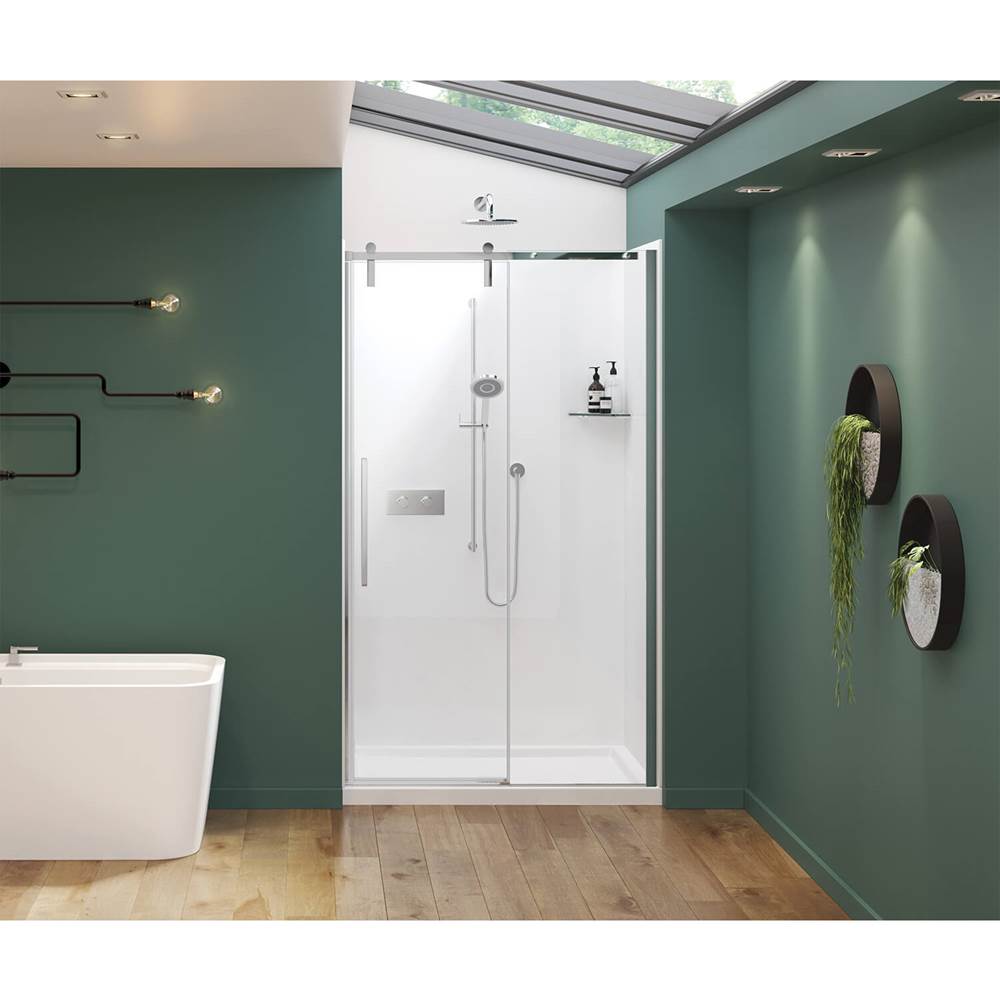 Maax Nebula 44 1/2-46 1/2 x 78 3/4 in. 8mm Sliding Shower Door for Alcove Installation with Clear glass in Chrome