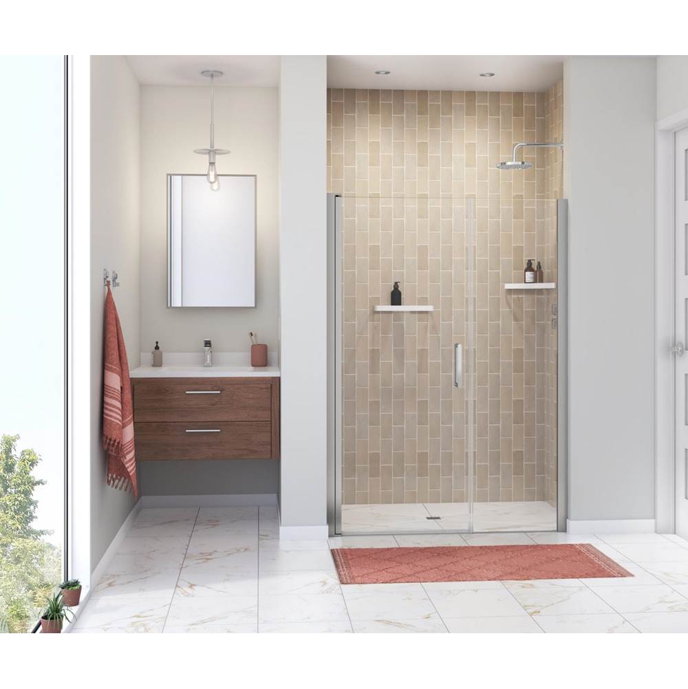 Maax Manhattan 47-49 x 68 in. 6 mm Pivot Shower Door for Alcove Installation with Clear glass & Round Handle in Chrome