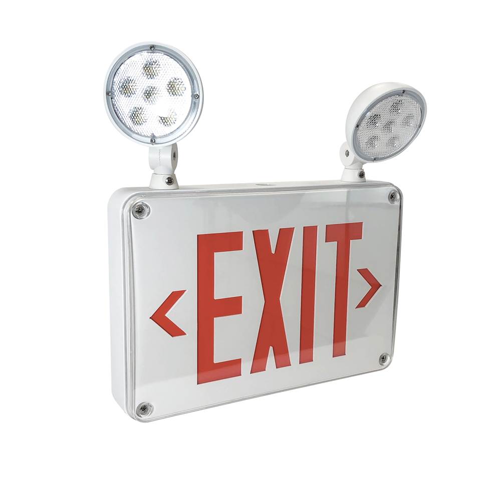 Nora Lighting LED Self-Diagnostic Wet/Cold Location Exit and Emergency Sign w/ Battery Backup and Remote Capability, White Housing w/ Green Letters