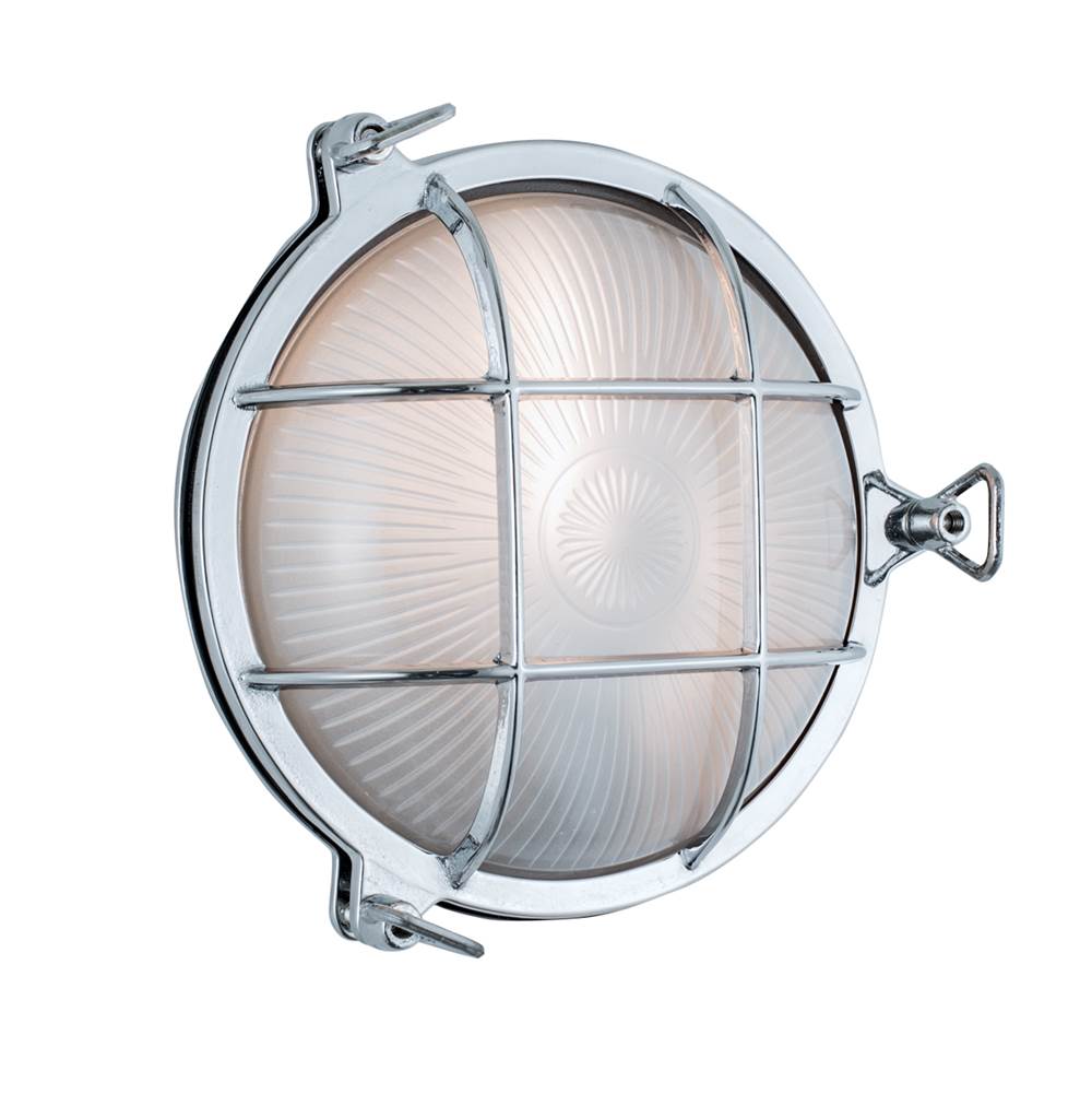 Norwell Mariner Round Outdoor Wall Light - Chrome With Frosted Glass