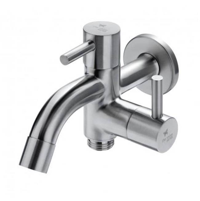 Outdoor Shower Wall Mount Single Supply Combo Faucet - Aerating Faucet and 1/2'' Hose Threads with 3/4'' MHT Hose Adapter - 316 Stainless Steel