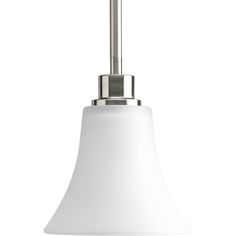 Progress Lighting Joy Collection One-Light Brushed Nickel Etched Glass Traditional Mini-Pendant Light