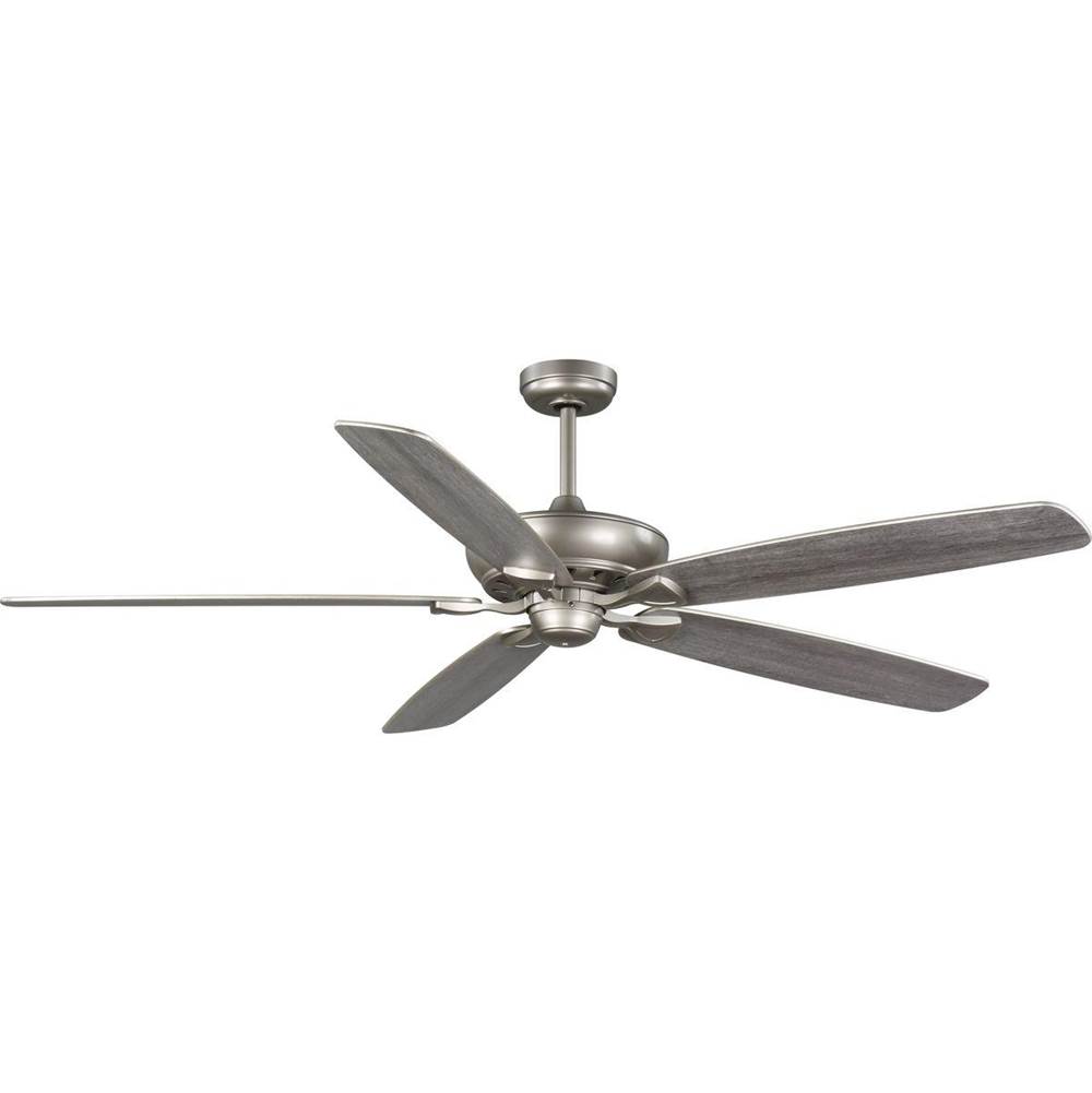 Progress Lighting Kennedale Collection 72-Inch Five-Blade DC Motor Transitional Ceiling Fan Grey Weathered Wood/Silver