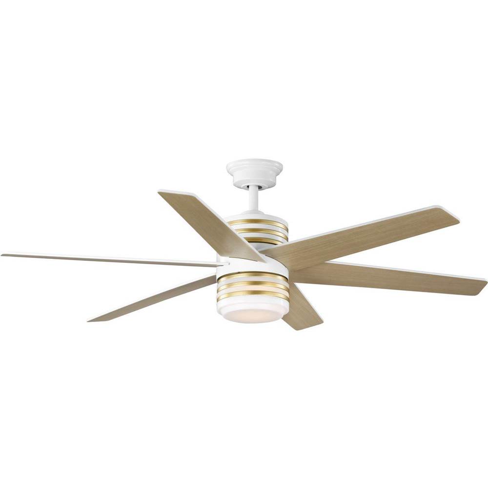 Progress Lighting Carrollwood Collection 56-Inch Six-Blade Natural Cherry/White DC Motor Contemporary Ceiling Fan