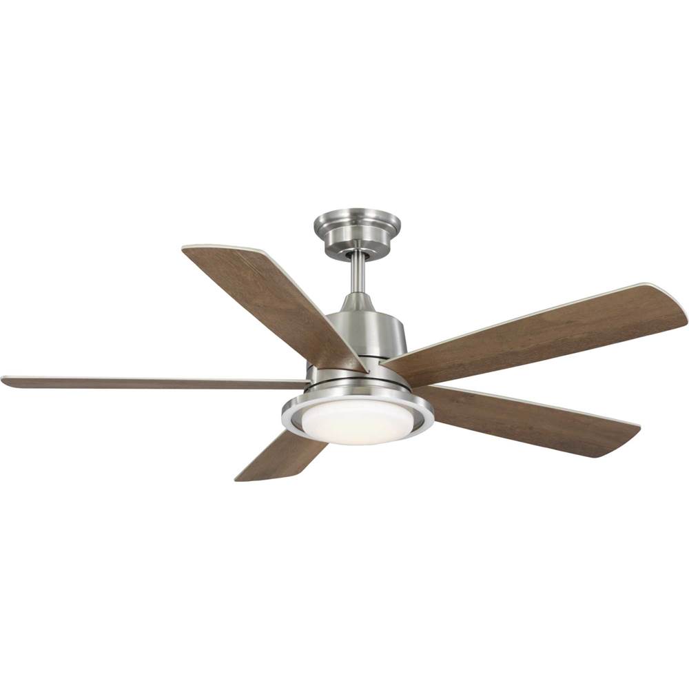 Progress Lighting Tarsus Collection 52 in. Five Blade Brushed Nickel Modern Ceiling Fan with Integrated CCT-LED Light