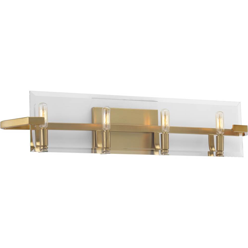 Progress Lighting Cahill Collection Four-Light Brushed Bronze Clear Glass Luxe Bath Vanity Light