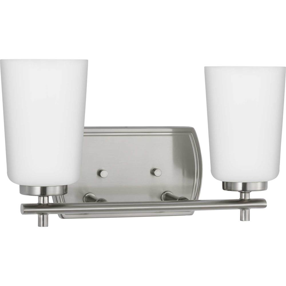 Progress Lighting Adley Collection Two-Light Brushed Nickel Etched Opal Glass New Traditional Bath Vanity Light