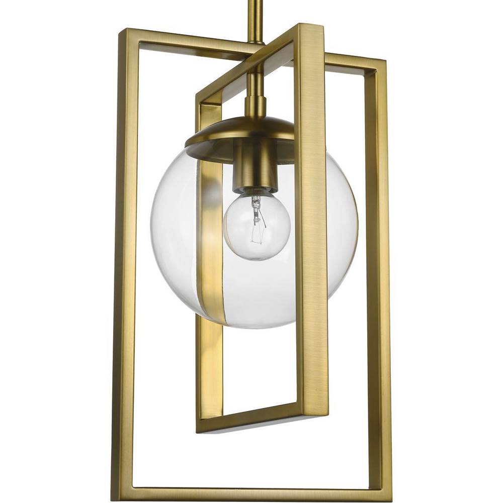 Progress Lighting Atwell Collection One-Light Brushed Bronze Clear Glass Luxe Pendant Light