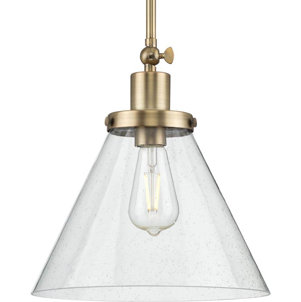 Progress Lighting Hinton Collection One-Light Vintage Brass and Seeded Glass Vintage Style Hanging Pendant Light