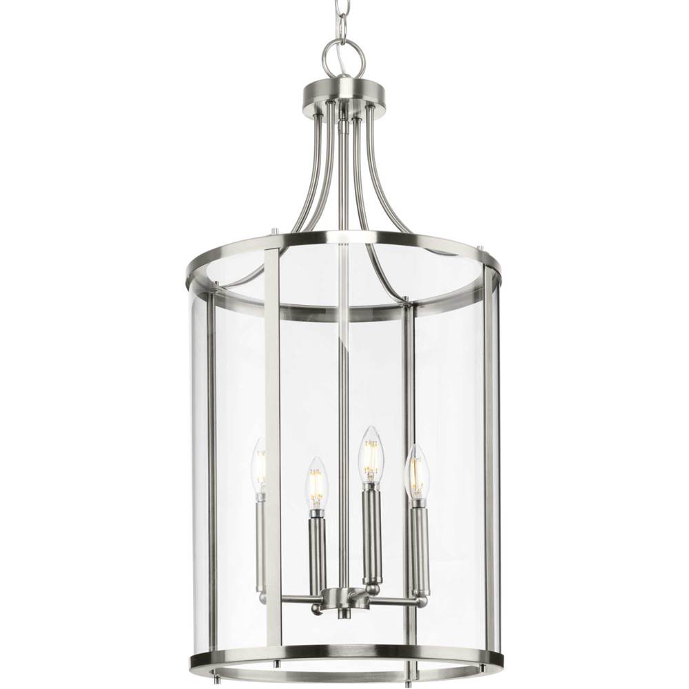 Progress Lighting Gilliam Collection Four-Light Brushed Nickel New Traditional Hall and Foyer