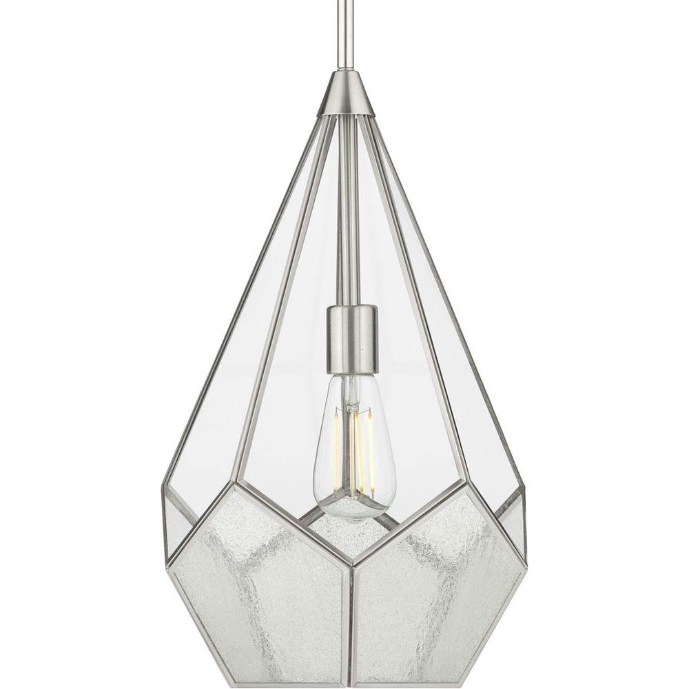 Progress Lighting Cinq Collection One-Light Brushed Nickel Clear Glass Global Pendant Light
