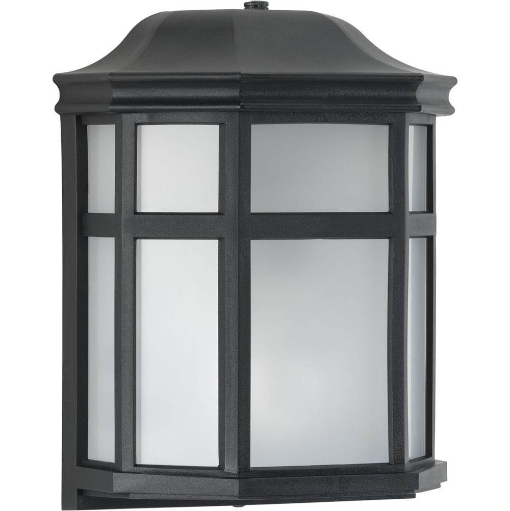 Progress Lighting Milford Non-Metallic Lantern Collection  One-Light Textured Black Frosted Shade Traditional Outdoor Wall Lantern Light