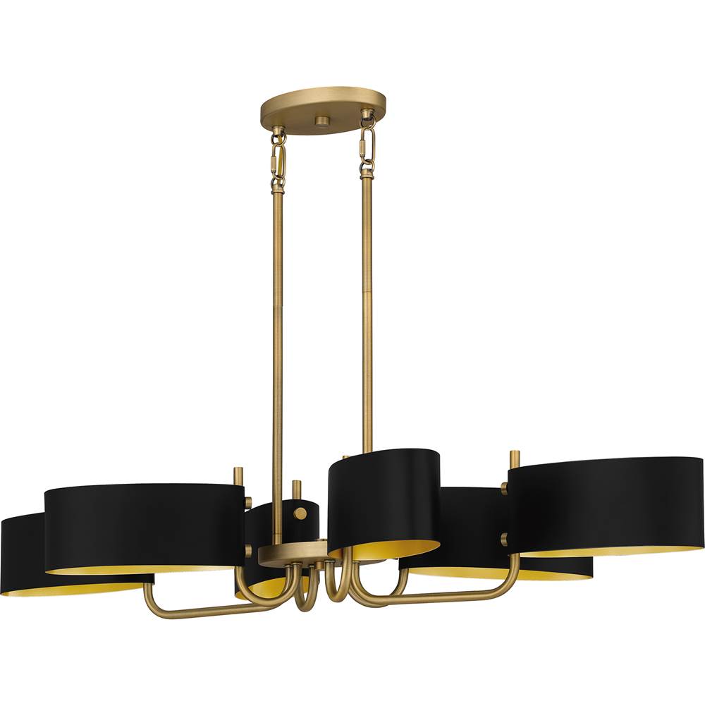 Quoizel Linear chandelier 6 lights aged brass