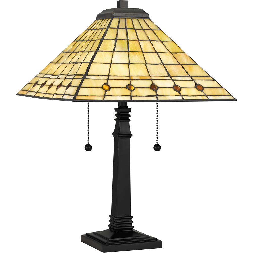 Quoizel Table Lamp Tiffany 2 Lights Matte Black