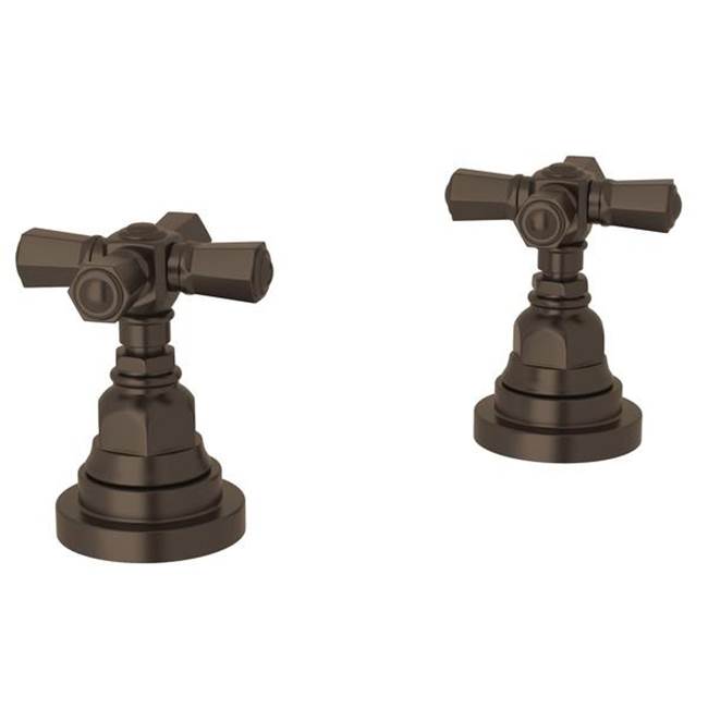 Rohl Rohl San Giovanni Bath Pair Of 1/2'' Hot And Cold Sidevalves Only In Tuscan Brass With Cross Handles