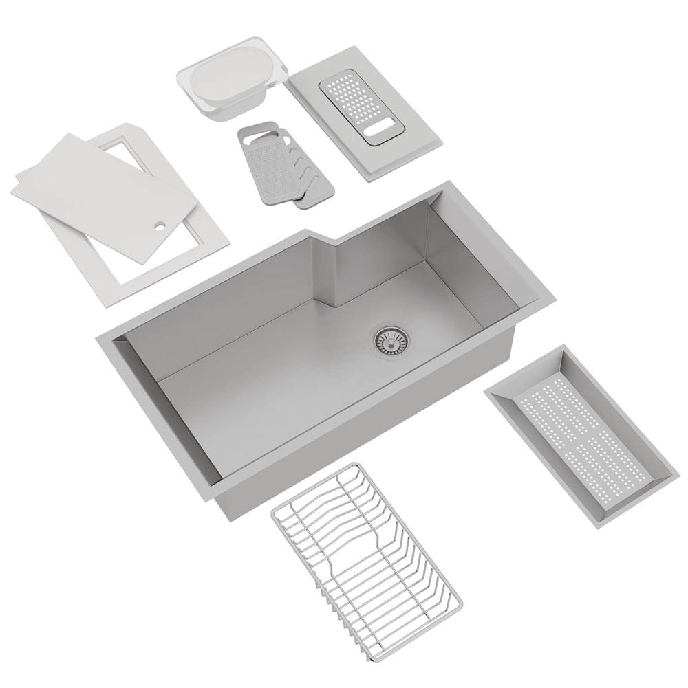 Rohl Culinario™ 35'' Single Bowl Stainless Steel Kitchen Sink With Accessories