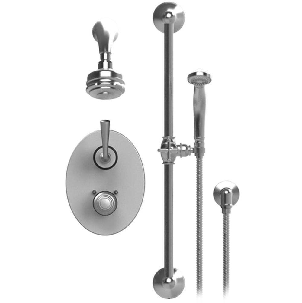 Rubinet Temperature Control Shower With Two Way Diverter & Shut-Off, Hand Held Shower, Bar, Integral Supply & Aquatron Shower Head & Arm 3 Function Wall Mount